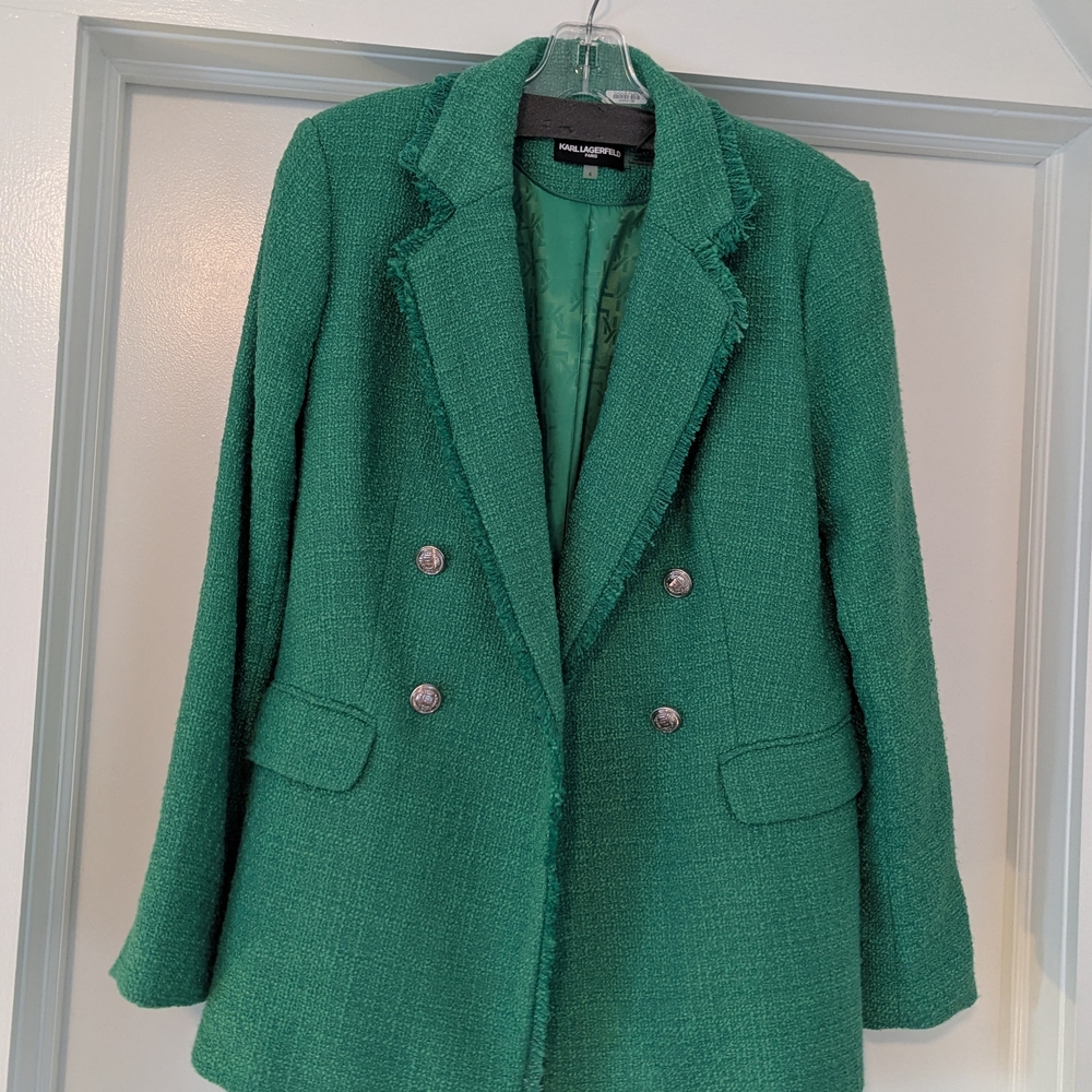 Karl Lagerfeld Green Twill Blazer